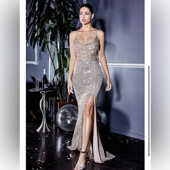 Lulus gown long formal dress prom rhinestones - Picture 9 of 14